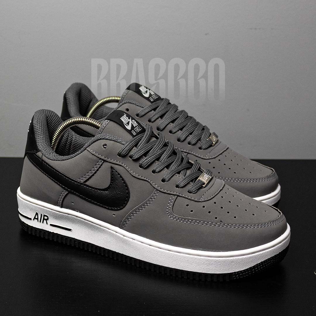 Tênis Air Force 1 Premium Luxo - Chumbo/Branco